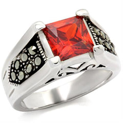 Alamode Antique Tone 925 Sterling Silver Ring with AAA Grade CZ in Garnet