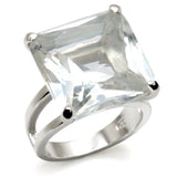 Alamode High-Polished 925 Sterling Silver Ring with AAA Grade CZ in Clear - Alamode