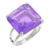 Alamode High-Polished 925 Sterling Silver Ring with AAA Grade CZ in Amethyst - Alamode