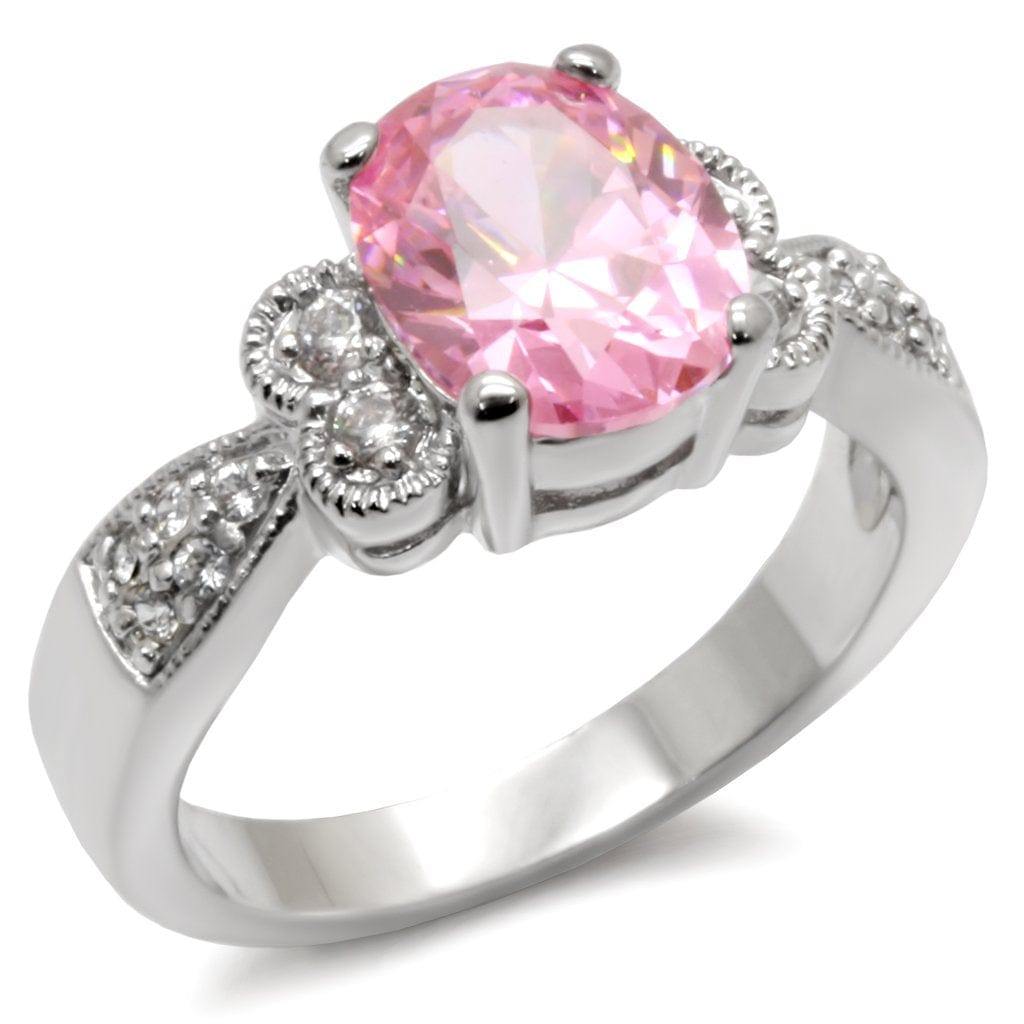 Alamode High-Polished 925 Sterling Silver Ring with AAA Grade CZ in Rose - Alamode