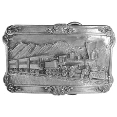 Steam Locomotive  Antiqued Belt Buckle - Flyclothing LLC