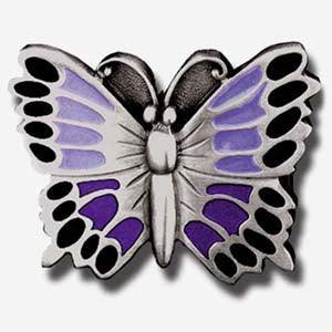 Purple Butterfly Enameled Belt Buckle - Siskiyou Buckle