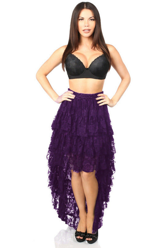 Daisy Corsets Plum High Low Lace Skirt