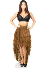 Daisy Corsets Brown High Low Lace Skirt