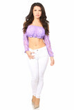 Lilac Lined Lace Long Sleeve Peasant Top - Flyclothing LLC