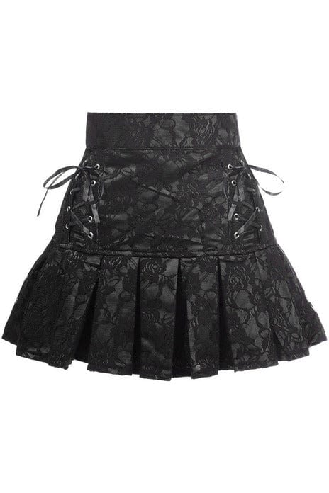 Daisy Corsets Black Satin w/Black Lace Overlay Lace-Up Skirt - Daisy Corsets