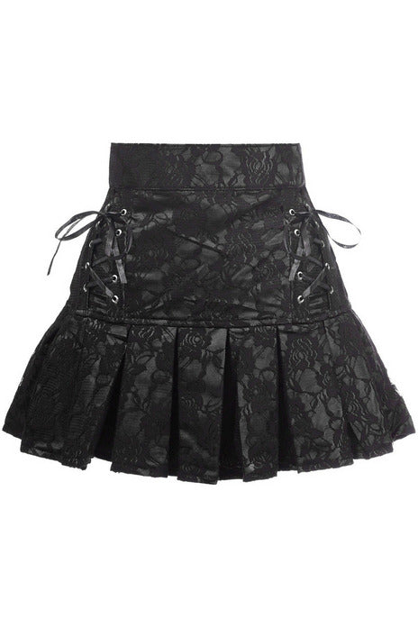 Daisy Corsets Black Satin w/Black Lace Overlay Lace-Up Skirt