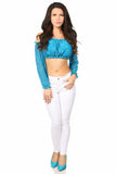 Teal Lined Lace Long Sleeve Peasant Top - Flyclothing LLC