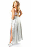 Daisy Corsets Top Drawer Long Silver Sequin Skirt - Flyclothing LLC