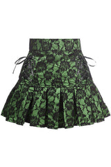 Daisy Corsets Green Satin w/Black Lace Overlay Lace-Up Skirt