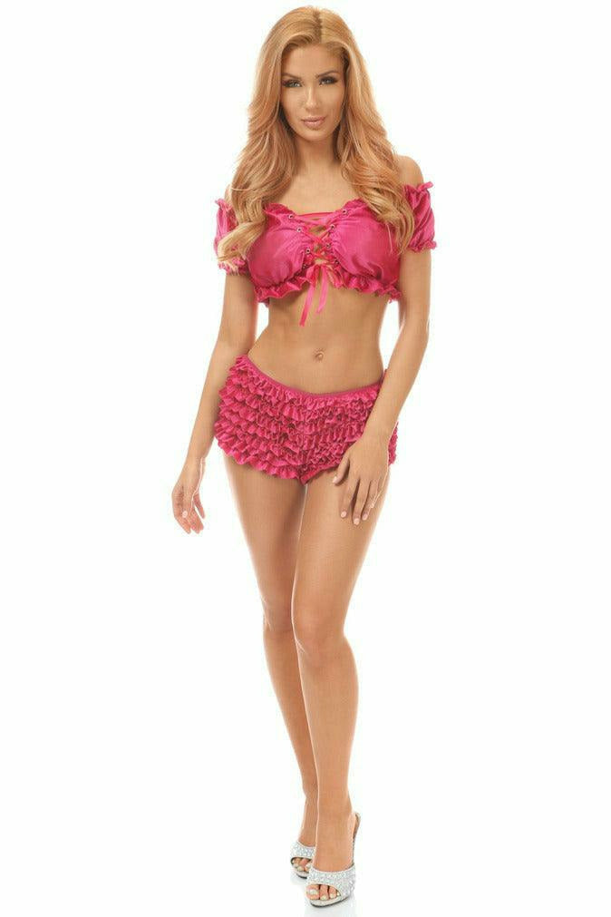 Daisy Corsets Fuchsia Velvet Ruffle Panty - Flyclothing LLC