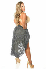 Daisy Corsets Dark Grey Lace High Low Skirt - Flyclothing LLC