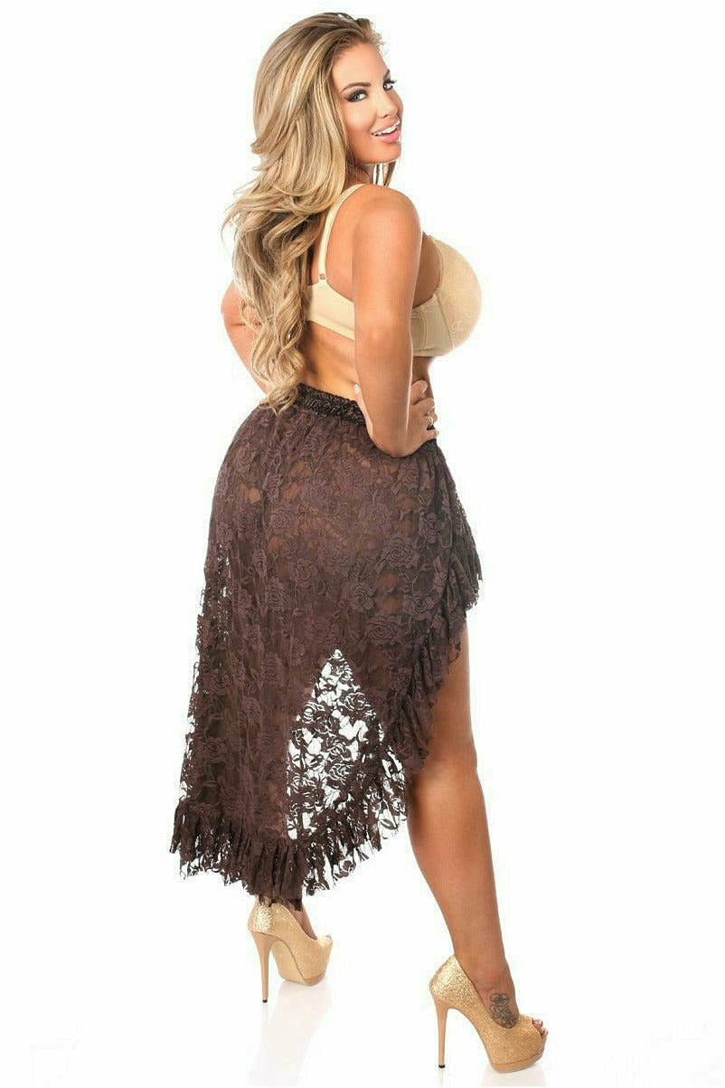 Daisy Corsets Dark Brown Lace High Low Skirt - Daisy Corsets