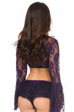 Plum Sheer Lace Peasant Top w/Bell Sleeves - Flyclothing LLC