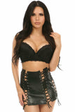 Daisy Corsets Black Faux Leather Lace-Up Skirt