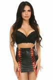 Daisy Corsets Black Faux Leather Lace-Up Skirt w/Red Lacing