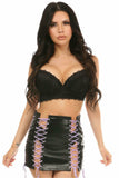 Daisy Corsets Black Faux Leather Lace-Up Skirt w/Purple Lacing