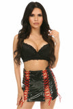 Daisy Corsets Black Patent Lace-Up Skirt w/Red Lacing