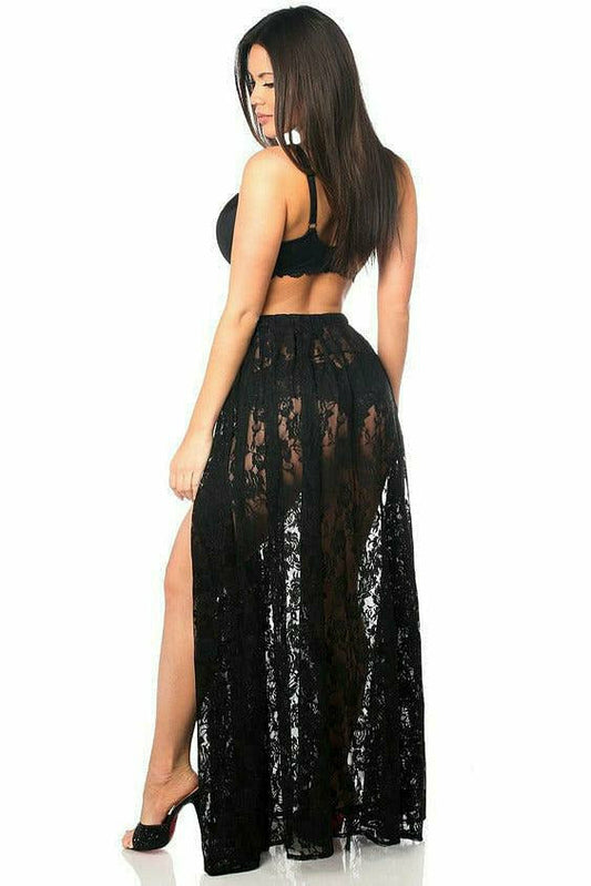 Daisy Corsets Sheer Black Lace Skirt - Flyclothing LLC