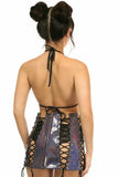 Daisy Corsets Rainbow Fishnet Pattern PVC Lace-Up Skirt - Flyclothing LLC