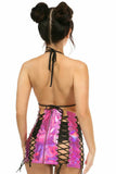 Daisy Corsets Fuchsia Holo Lace-Up Skirt - Flyclothing LLC