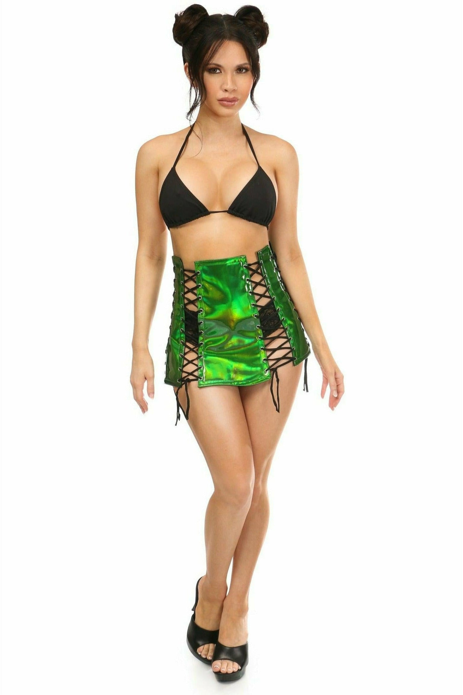 Daisy Corsets Green Holo Lace-Up Skirt - Flyclothing LLC