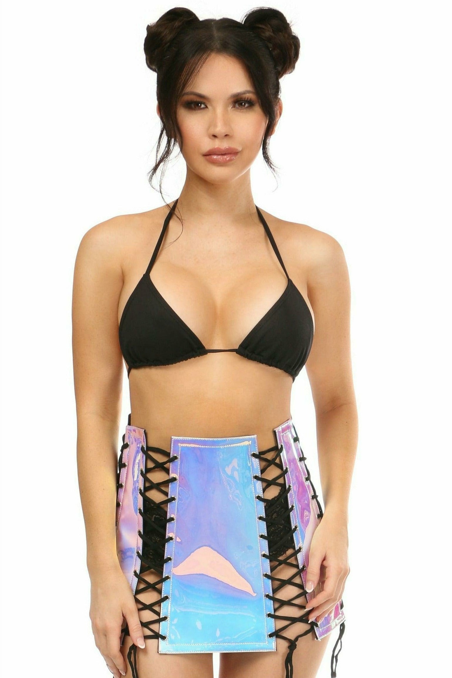 Daisy Corsets Blue/Purple Holo Lace-Up Skirt