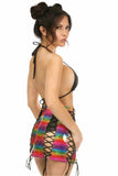 Daisy Corsets Rainbow Glitter PVC Lace-Up Skirt - Flyclothing LLC