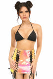 Daisy Corsets Yellow/Pink Holo Lace-Up Skirt