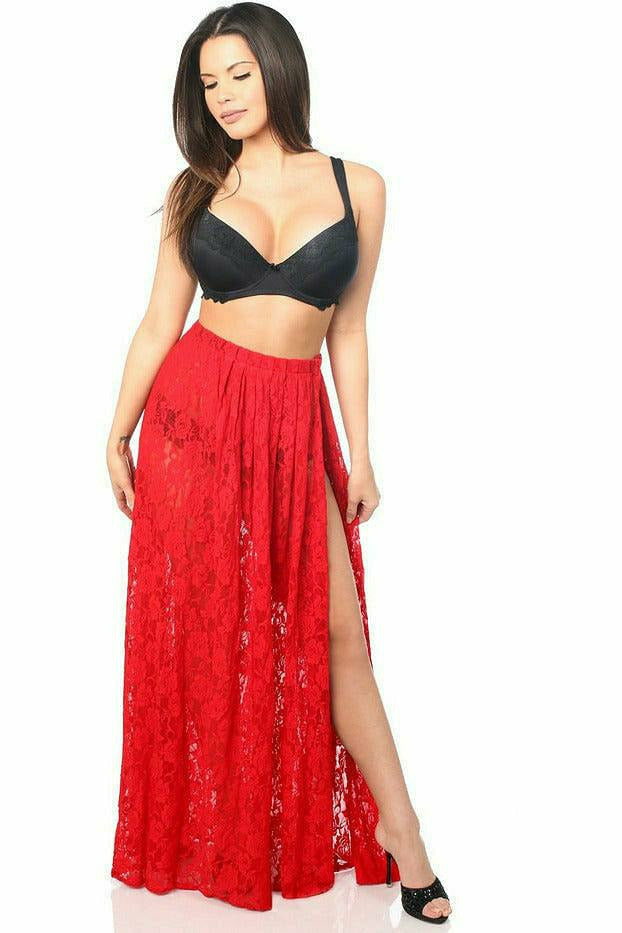 Daisy Corsets Sheer Red Lace Skirt