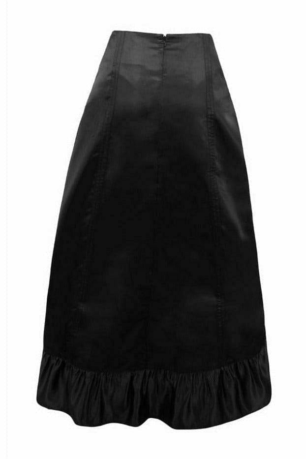 Daisy Corsets Black Satin Hi Low Ruched Ruffle Skirt - Flyclothing LLC