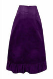 Daisy Corsets Plum Satin Hi Low Ruched Ruffle Skirt - Flyclothing LLC