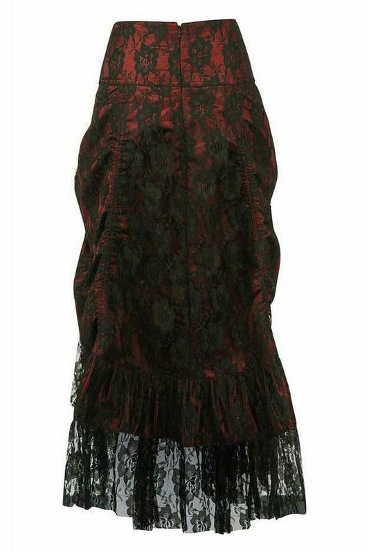 Daisy Corsets Red w/Black Lace Overlay Ruched Bustle Skirt - Flyclothing LLC