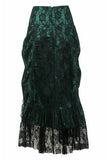 Daisy Corsets Dark Green w/Black Lace Overlay Ruched Bustle Skirt - Flyclothing LLC