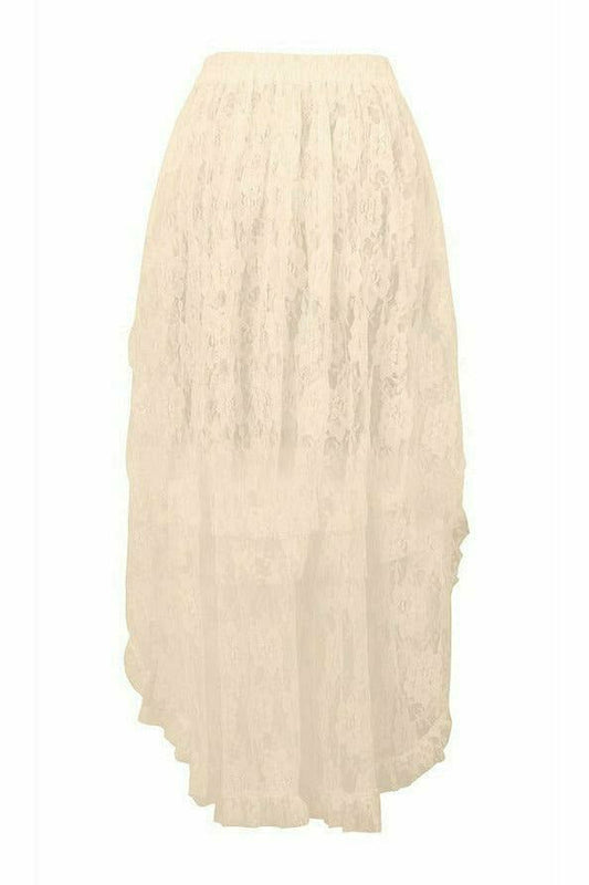 Daisy Corsets Ivory Lace Hi Low Skirt - Flyclothing LLC