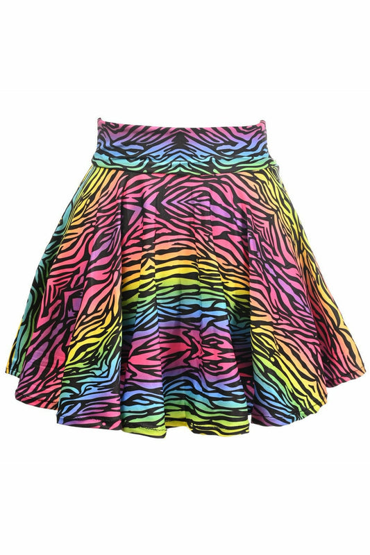 Daisy Corsets Rainbow Animal Print Stretch Lycra Skirt