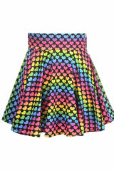 Daisy Corsets Rainbow Hearts Stretch Lycra Skirt