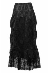 Daisy Corsets Black w/Black Lace Overlay Ruched Bustle Skirt - Flyclothing LLC