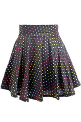 Daisy Corsets Rainbow Polka Dots Print Stretch Lycra Skirt