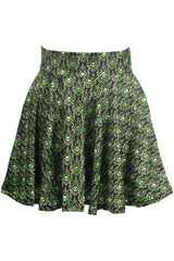 Daisy Corsets Green Skulls Gothic Print Stretch Lycra Skirt