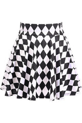 Daisy Corsets Black/White Diamond Print Stretch Lycra Skirt