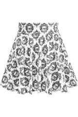 Daisy Corsets White/Black Gothic Skull Print Stretch Lycra Skirt