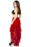 Daisy Corsets Red High Low Lace Skirt - Flyclothing LLC