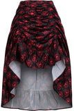 Daisy Corsets Red & Black Skull Satin Adjustable High Low Skirt