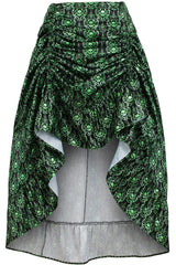 Daisy Corsets Green & Black Skull Satin Adjustable High Low Skirt - Daisy Corsets