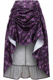 Daisy Corsets Purple & Black Skull Satin Adjustable High Low Skirt