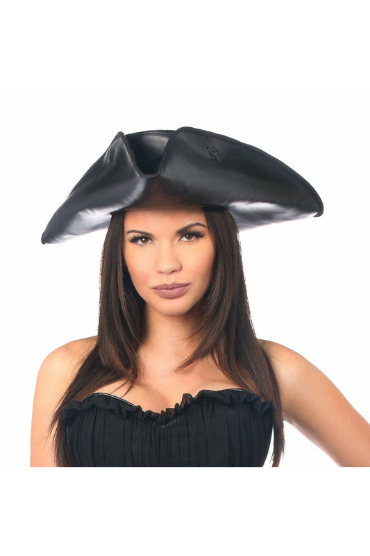 Daisy Corsets Black Faux Leather Pirate Hat