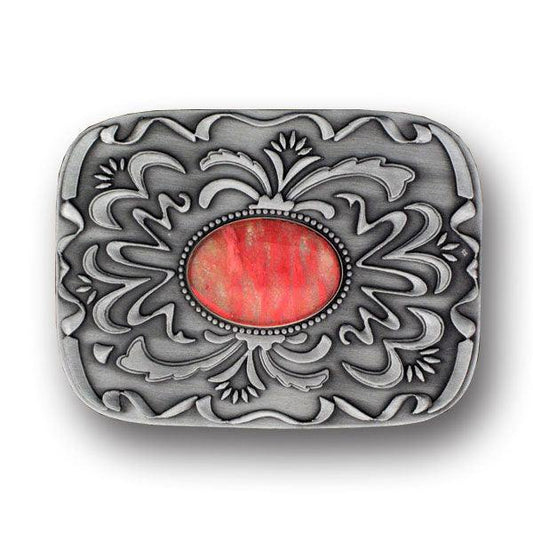 Pink Stone with Western Scroll Rhinestone Belt Buckle - Flyclothing LLC