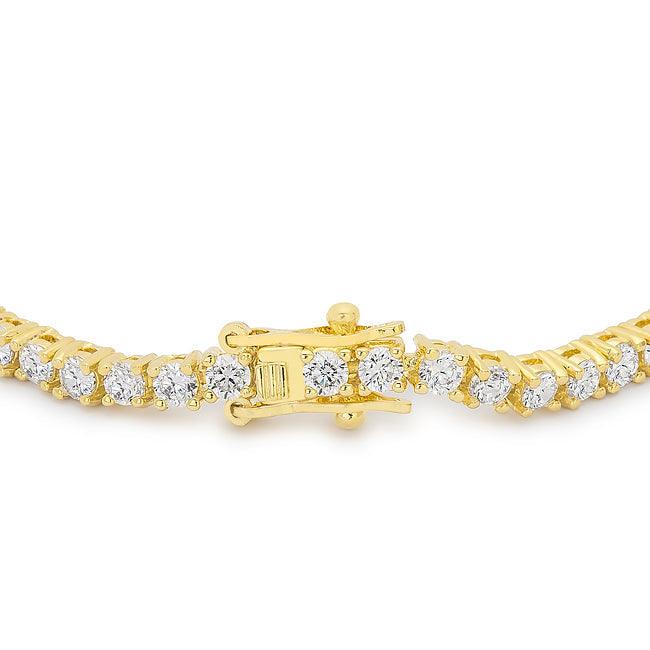 Goldtone Finish Victorian Cubic Zirconia Tennis 7 Inch Bracelet - Flyclothing LLC