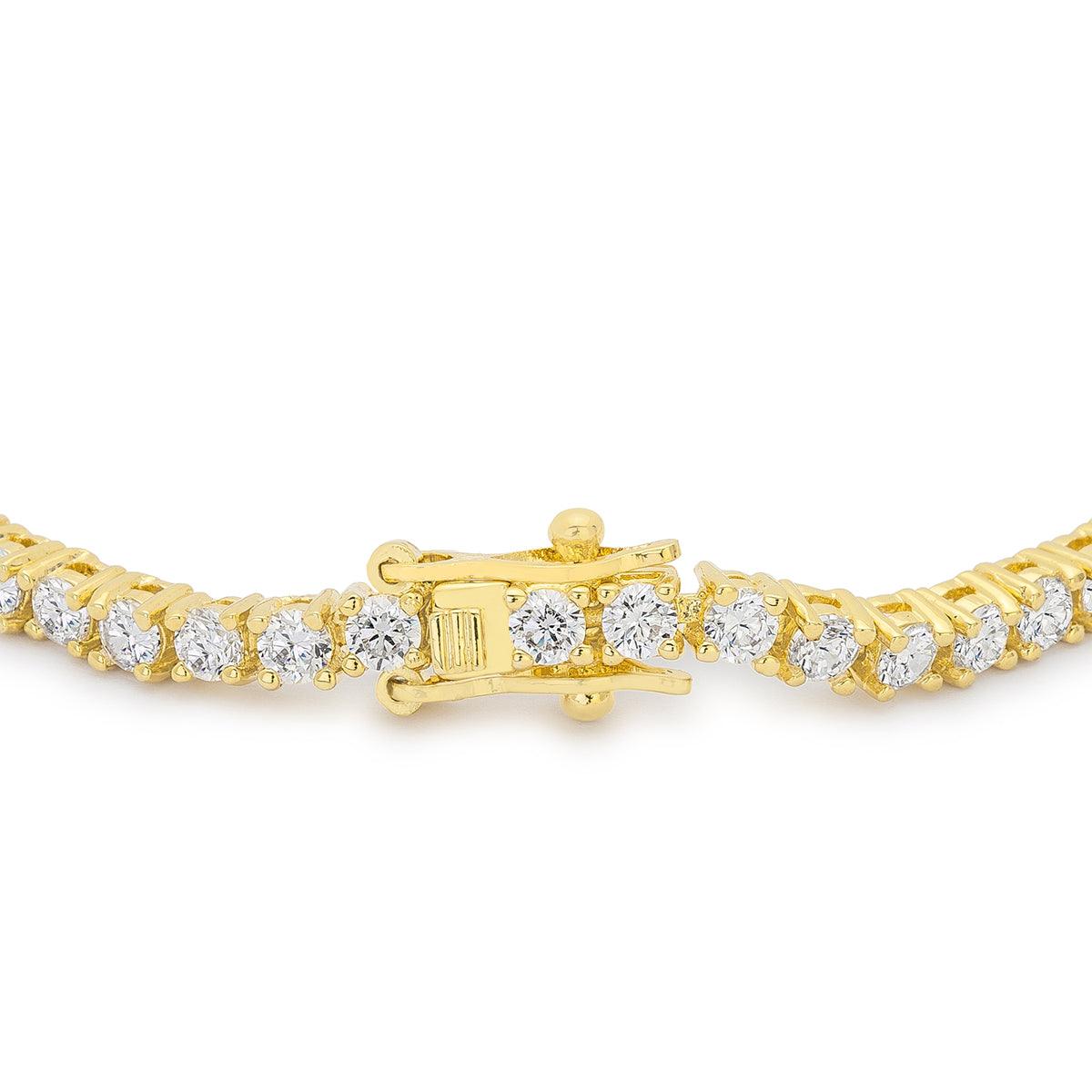 Goldtone Finish Victorian Cubic Zirconia Tennis 7 Inch Bracelet - Flyclothing LLC